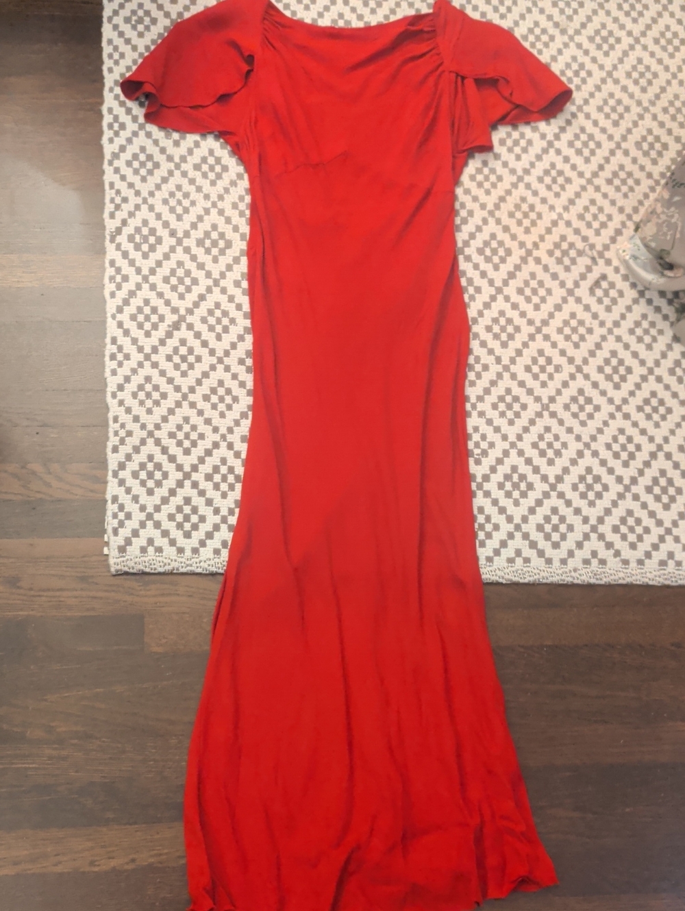 Reformation Red Maxi Dress with Flutter Sleeves